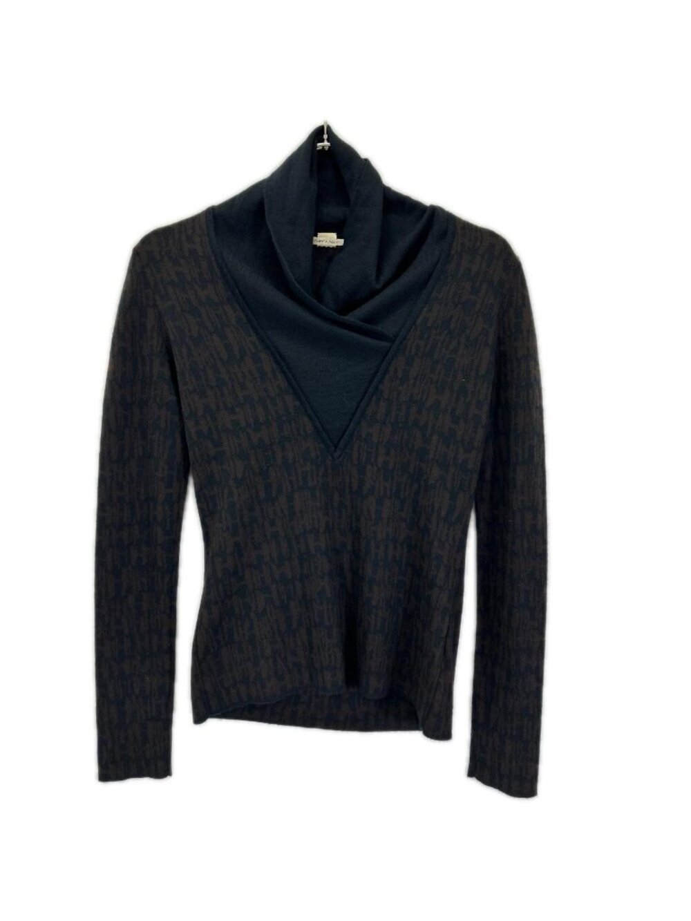 Hermes Brown Black Cashmere 100 H Logo Neck Switch High Knit Sweater XS